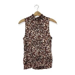 Waverly Grey Leopard Print Mock Neck Sleeveless Top